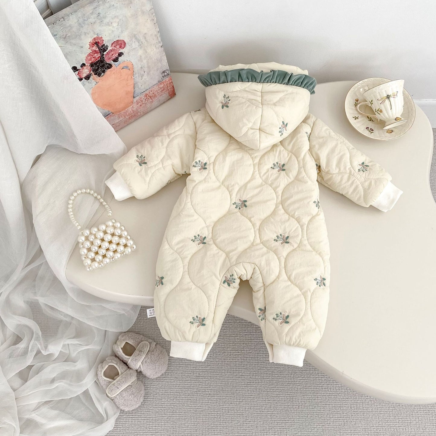 Winter Arrival Baby Girls Long Sleeves Floral Pattern Color Patchwork Cotton-Padded Warm Rompers, MyKids-USA®, Baby One-Pieces, MyKids-USA -  -  -  -  -  -  - 