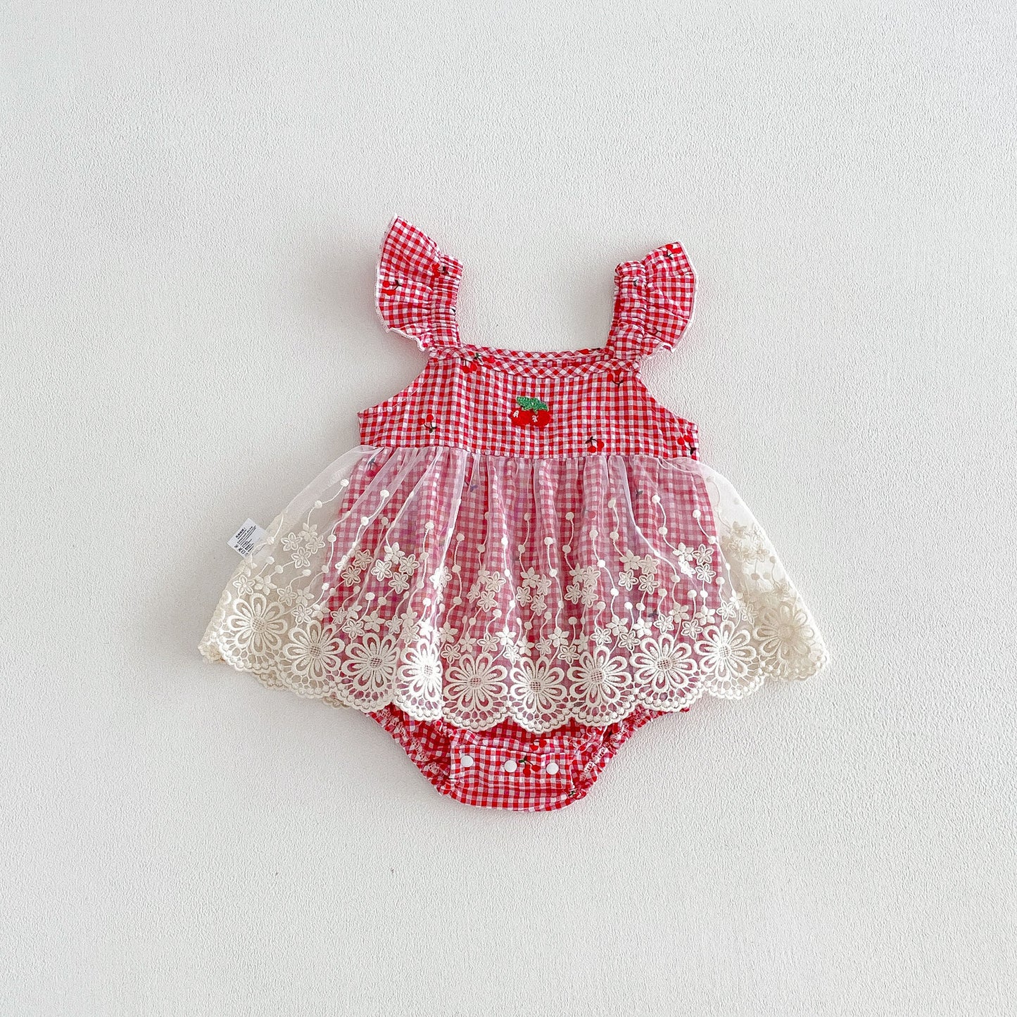 Design Summer Baby Kids Girls Fly Sleeves Plaid Pattern Strap Bodysuit, MyKids-USA®, Baby & Children's One-Pieces, MyKids-USA - Size/Age - 66 (3-6M) - Color - Red -  -  - TR2605032216-A.