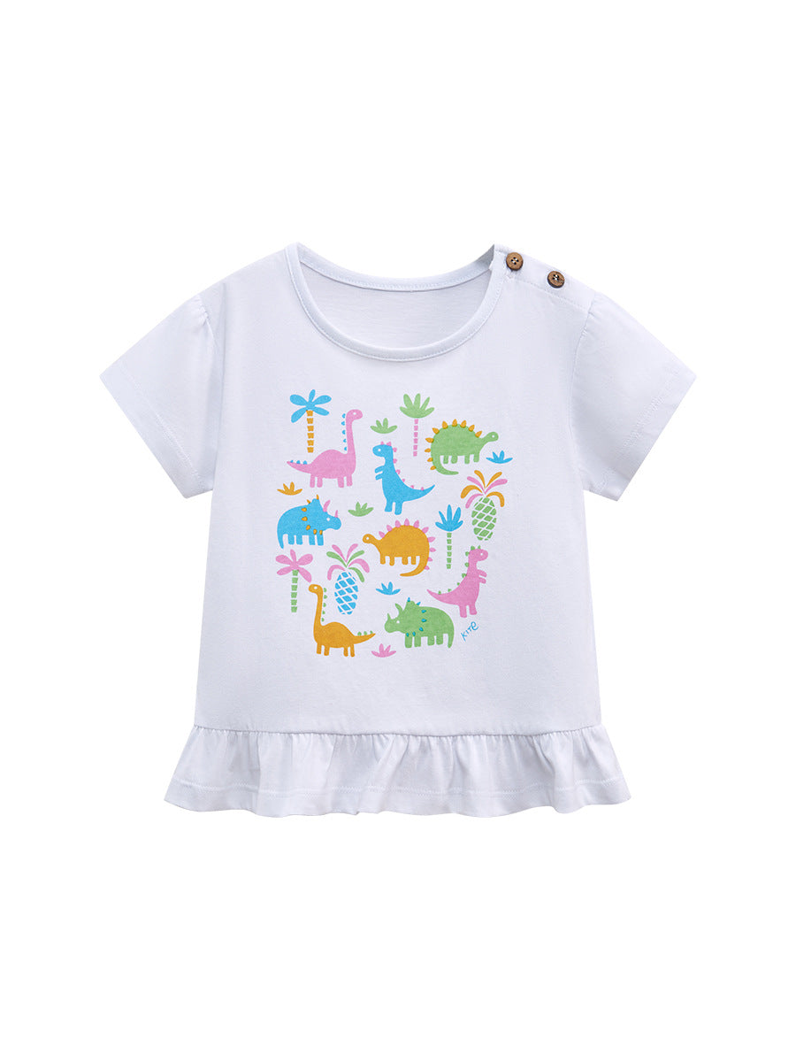 Girls’ Clothing Summer Collection – Dinosaurs And Plants Pattern Children’s T-Shirt Dress, MyKids-USA®, Baby & Toddler Tops, MyKids-USA -  -  -  -  -  -  - 