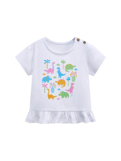 Girls’ Clothing Summer Collection – Dinosaurs And Plants Pattern Children’s T-Shirt Dress, MyKids-USA®, Baby & Toddler Tops, MyKids-USA -  -  -  -  -  -  - 