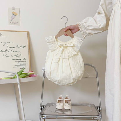 Summer Arrival Baby Girls Cute Solid Color Sleeveless Flowers Pattern Onesies with Collar, MyKids-USA®, Baby One-Pieces, MyKids-USA -  -  -  -  -  -  - 