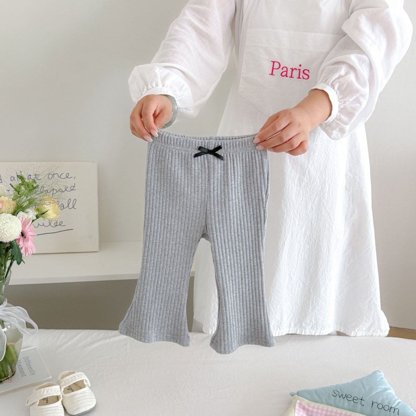 MyKids-USA® Arrival Autumn Plain Butterfly-bows Decorated Pants for Girls