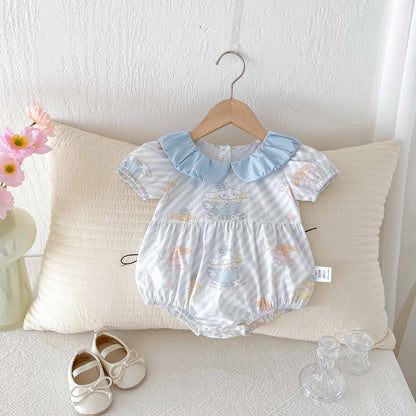 Summer Arrival Baby Girls Cute Cartoon Pattern Short Sleeves Striped Onesies, MyKids-USA®, Baby One-Pieces, MyKids-USA -  -  -  -  -  -  - 