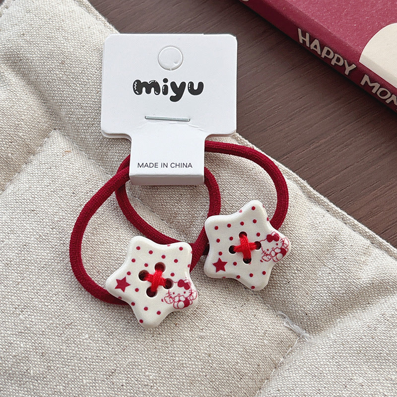 Cute Red Hair Tie, MyKids-USA®, Ponytail Holders, MyKids-USA - Size/Age - Average Size (0-12Y） - Color - Beige -  -  - TR2604172252-A.