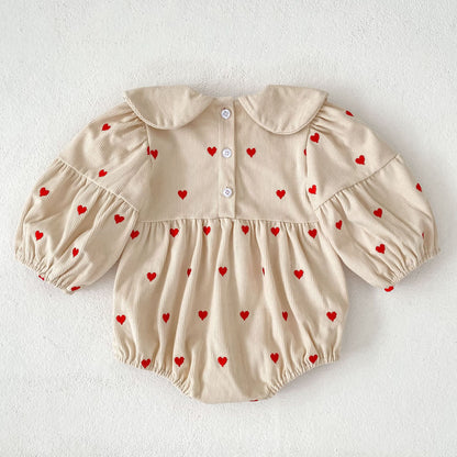 MyKids-USA® Autumn Hearts Pattern Baby Kids Girls Princess Long Sleeves Bodysuit