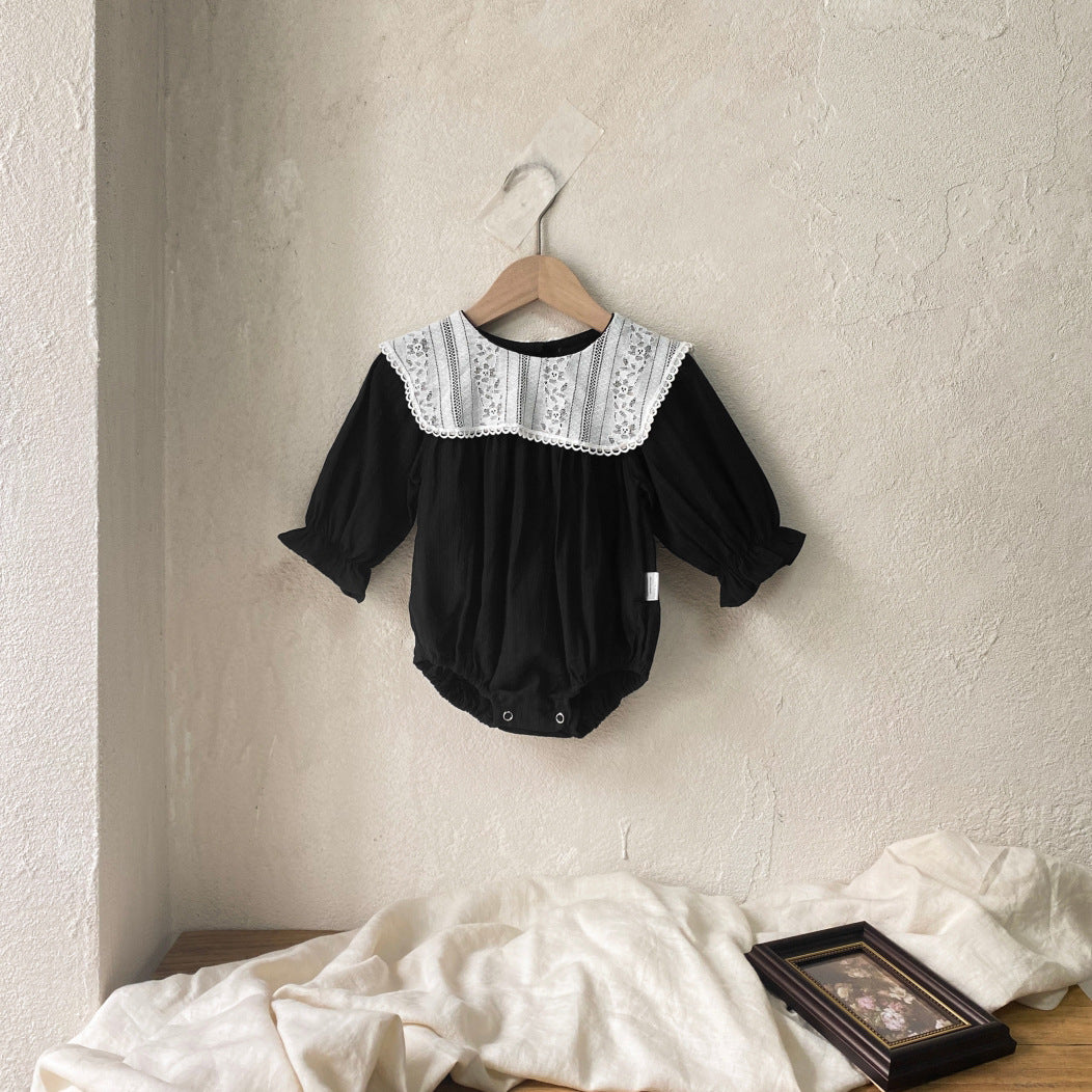 MyKids-USA® Autumn Arrival Flowers Pattern Lace Trim Baby Kids Girls Princess Long Sleeves Bodysuit