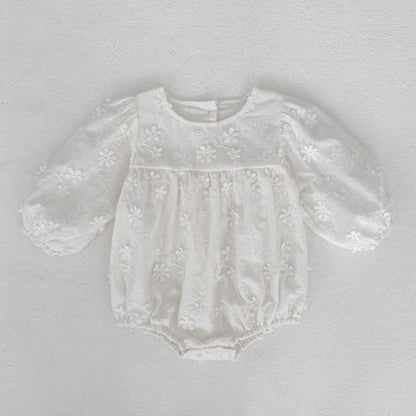 Arrival Spring and Autumn Flowers Pattern Baby Kids Girls Solid Color Onesies and Dress – Princess Sister Matching Set