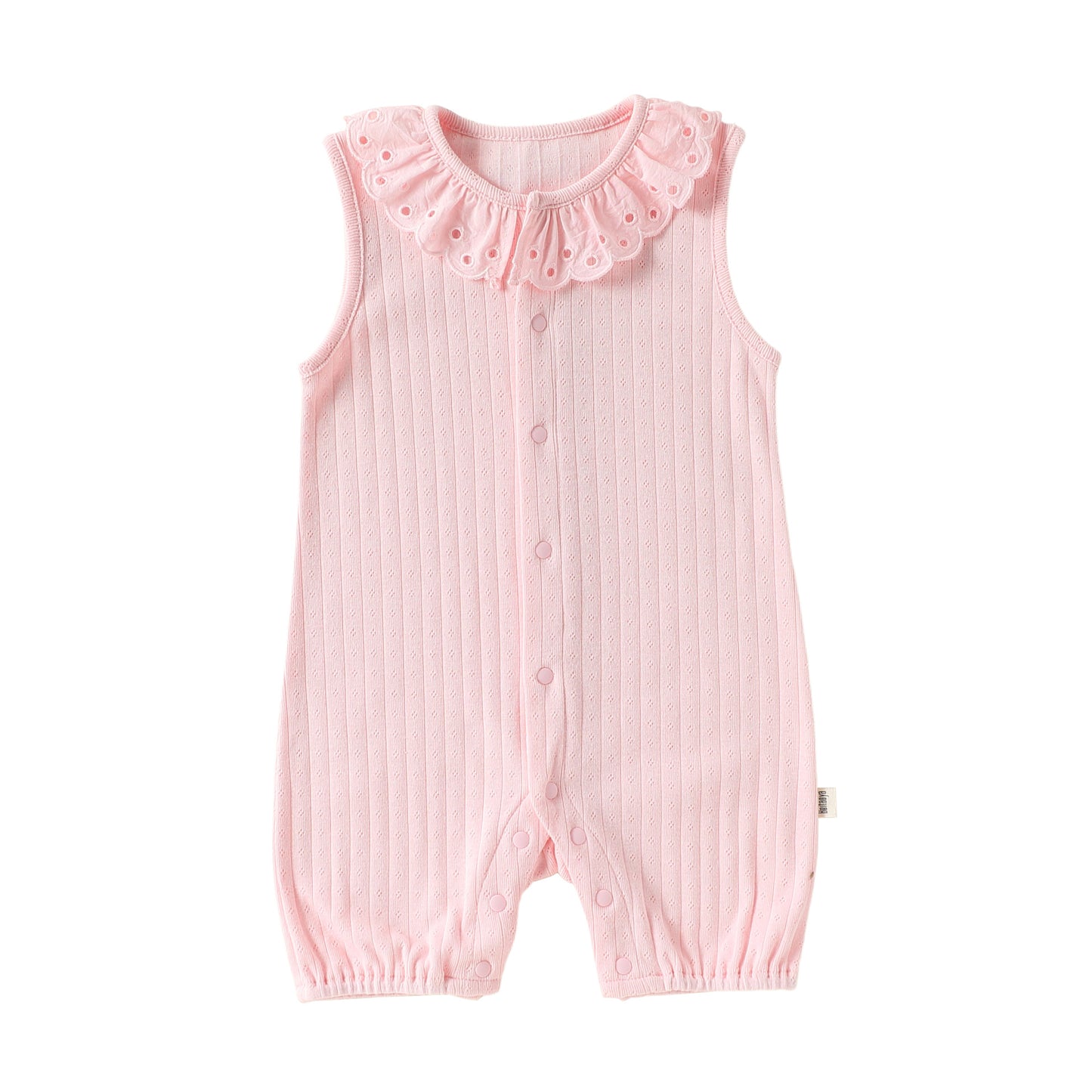 Summer Arrival Baby Girls Sleeveless Lace Trim Collar Single Breasted Rompers Bodysuits, MyKids-USA®, Baby & Children's One-Pieces, MyKids-USA - Size/Age - 66 (3-6M) - Color - Pink -  -  - TR2604272356-D.