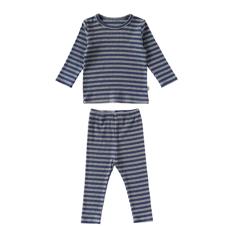 Spring and Autumn Baby Kids Striped Pattern Long Sleeves Top and Pants Clothing Set, MyKids-USA®, Baby & Toddler Outfits, MyKids-USA - Size/Age - 73 (6-9M) - Color - Navy Blue (Dark Blue) -  -  - TR2509262349-A