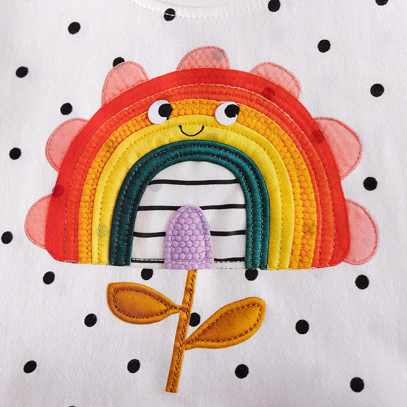 Summer Arrival Rainbow Cartoon and Dots Pattern Short Sleeves Dress for Stylish Girls, MyKids-USA®, Baby & Toddler Dresses, MyKids-USA -  -  -  -  -  -  - .