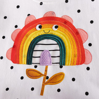 Summer Arrival Rainbow Cartoon and Dots Pattern Short Sleeves Dress for Stylish Girls, MyKids-USA®, Baby & Toddler Dresses, MyKids-USA -  -  -  -  -  -  - .