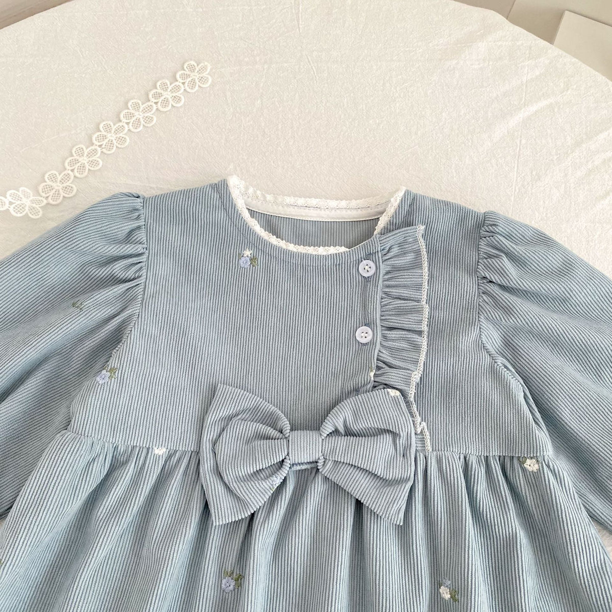 MyKids-USA® Autumn Flowers Embroidered Baby Kids Girls Princess Long Sleeves Dress