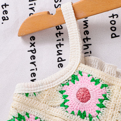 Summer Baby Kids Girls Sleeveless Jacquard Pattern Color Patchwork Overalls Wholesale, MyKids-USA®, Baby & Children's One-Pieces, MyKids-USA -  -  -  -  -  -  - .