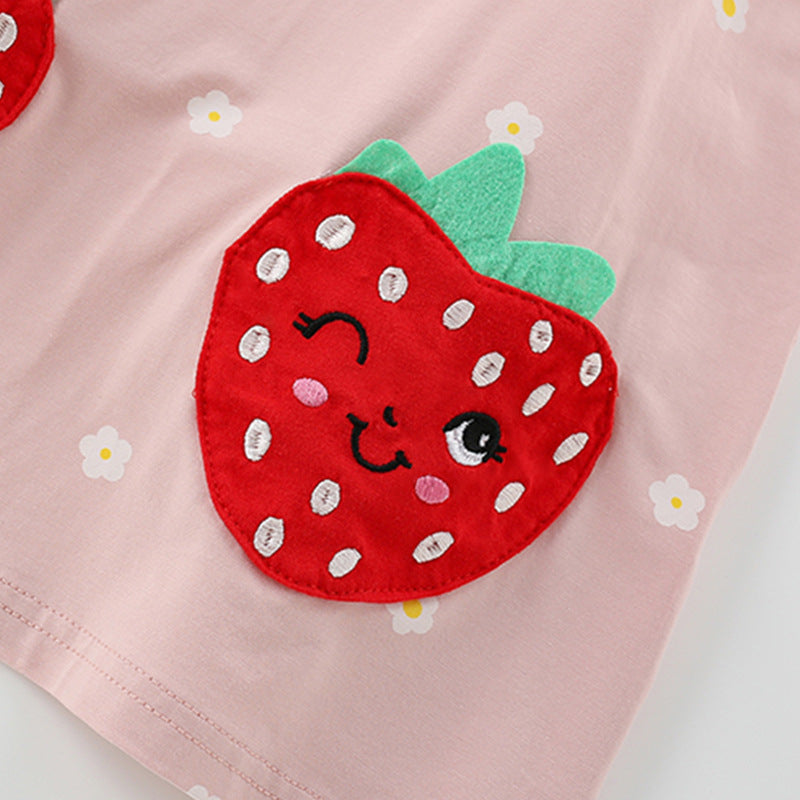 Summer Arrival Red Strawberry Cartoon Pattern Short Sleeves Cute Dress for Stylish Girls, MyKids-USA®, Baby & Toddler Dresses, MyKids-USA -  -  -  -  -  -  - 
