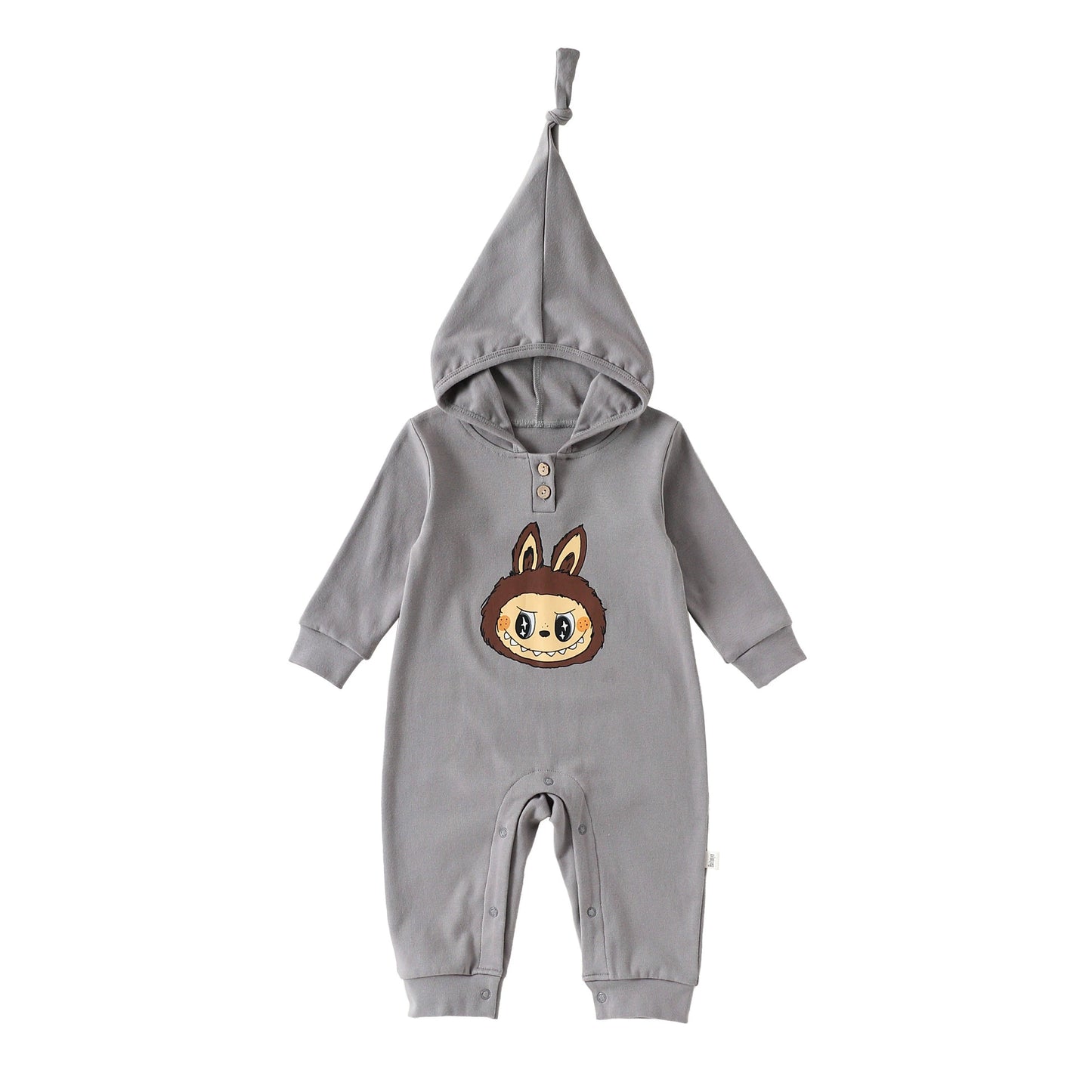 Autumn Arrival Baby Unisex Long Sleeves Cartoon Pattern Hooded Rompers, MyKids-USA®, Baby One-Pieces, MyKids-USA - Size/Age - 66 (3-6M) - Color - Grey -  -  - TR2509062156-B