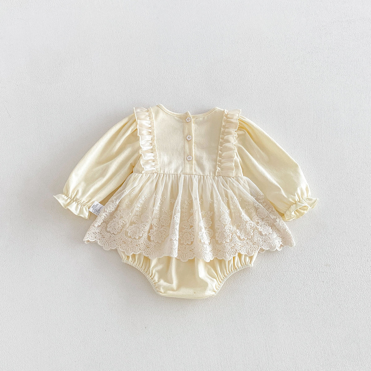 MyKids-USA® Autumn Arrival Baby Girls Long Sleeves Lace Trim Embroidered Pattern Bodysuit Dress