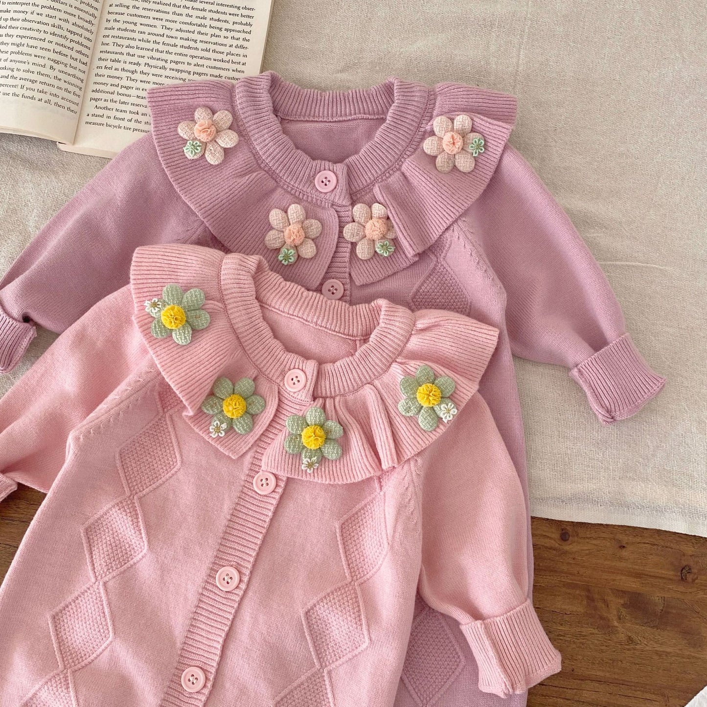 Autumn and Winter Arrival Baby Girls Long Sleeves Flowers Pattern Knitted Rompers, MyKids-USA®, Baby One-Pieces, MyKids-USA -  -  -  -  -  -  - .