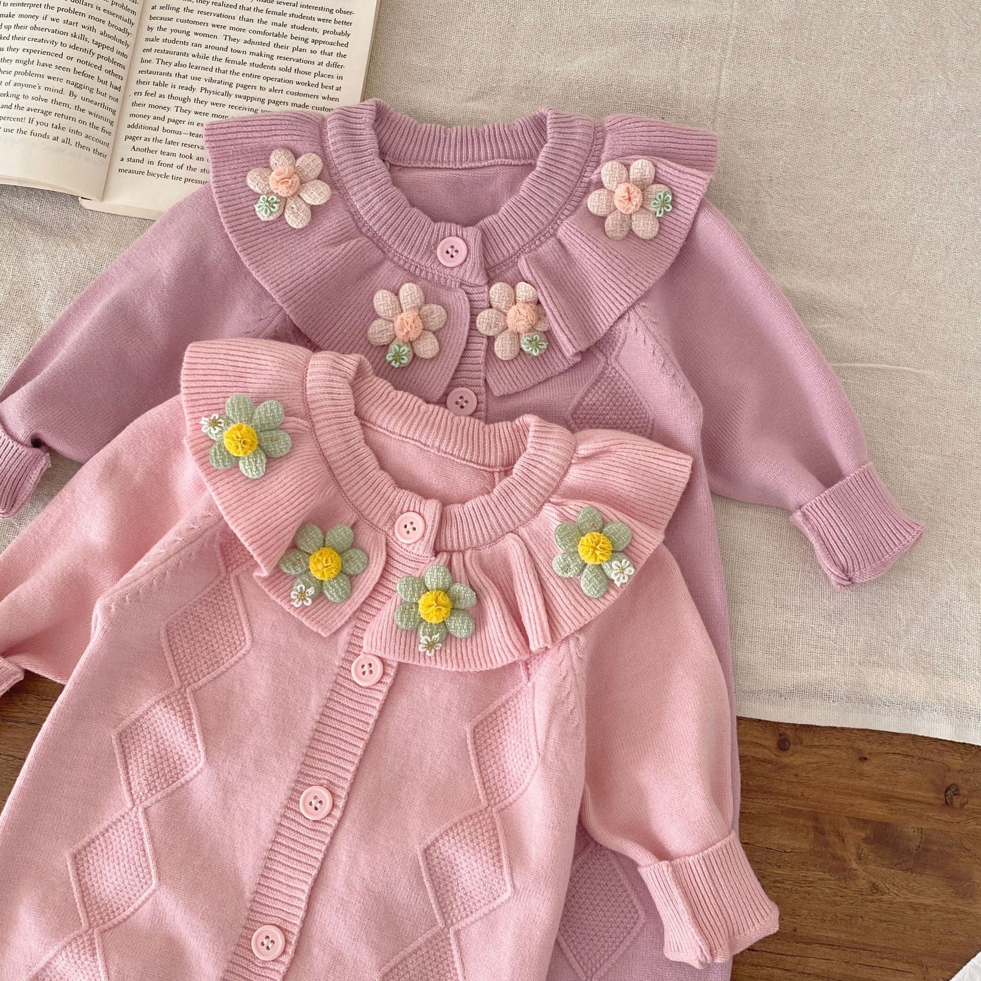Autumn and Winter Arrival Baby Girls Long Sleeves Flowers Pattern Knitted Rompers, MyKids-USA®, Baby One-Pieces, MyKids-USA -  -  -  -  -  -  - .