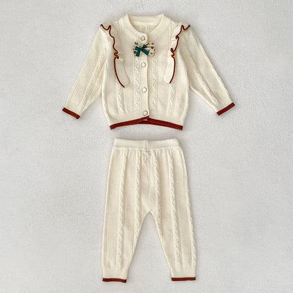 Arrival Autumn Baby Girls Long Sleeves Color Patchwork Jacquard Pattern Knitted Top Cardigan and Long Trousers Clothing Set, MyKids-USA®, Baby & Toddler Outfits, MyKids-USA -  -  -  -  -  -  - 