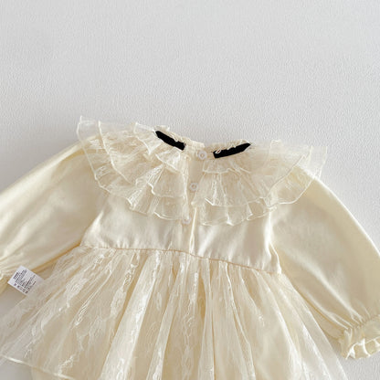 Spring Arrival Baby Girls Long Sleeves Tulle Decorated Flowers Pattern Bodysuit, MyKids-USA®, Bodysuits, MyKids-USA -  -  -  -  -  -  - .