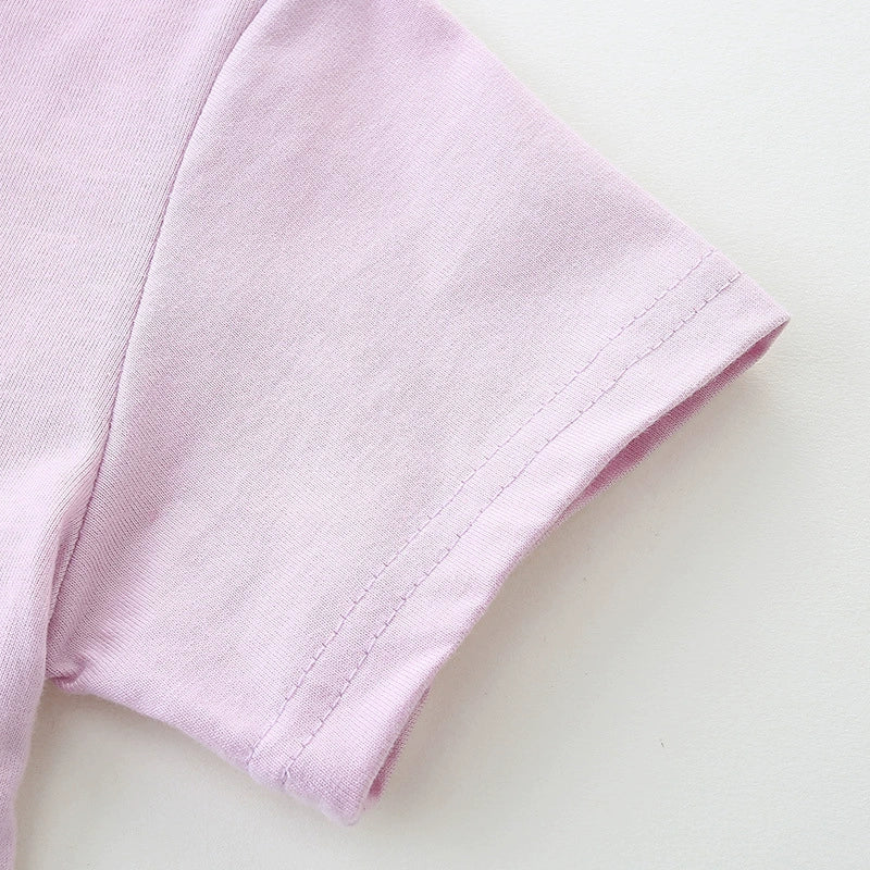 Summer Pure Cotton Colorful Rainbow Pattern Short Sleeves Purple Dress for Stylish Girls, MyKids-USA®, Baby & Toddler Dresses, MyKids-USA -  -  -  -  -  -  - 