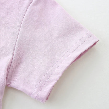 Summer Pure Cotton Colorful Rainbow Pattern Short Sleeves Purple Dress for Stylish Girls, MyKids-USA®, Baby & Toddler Dresses, MyKids-USA -  -  -  -  -  -  - 