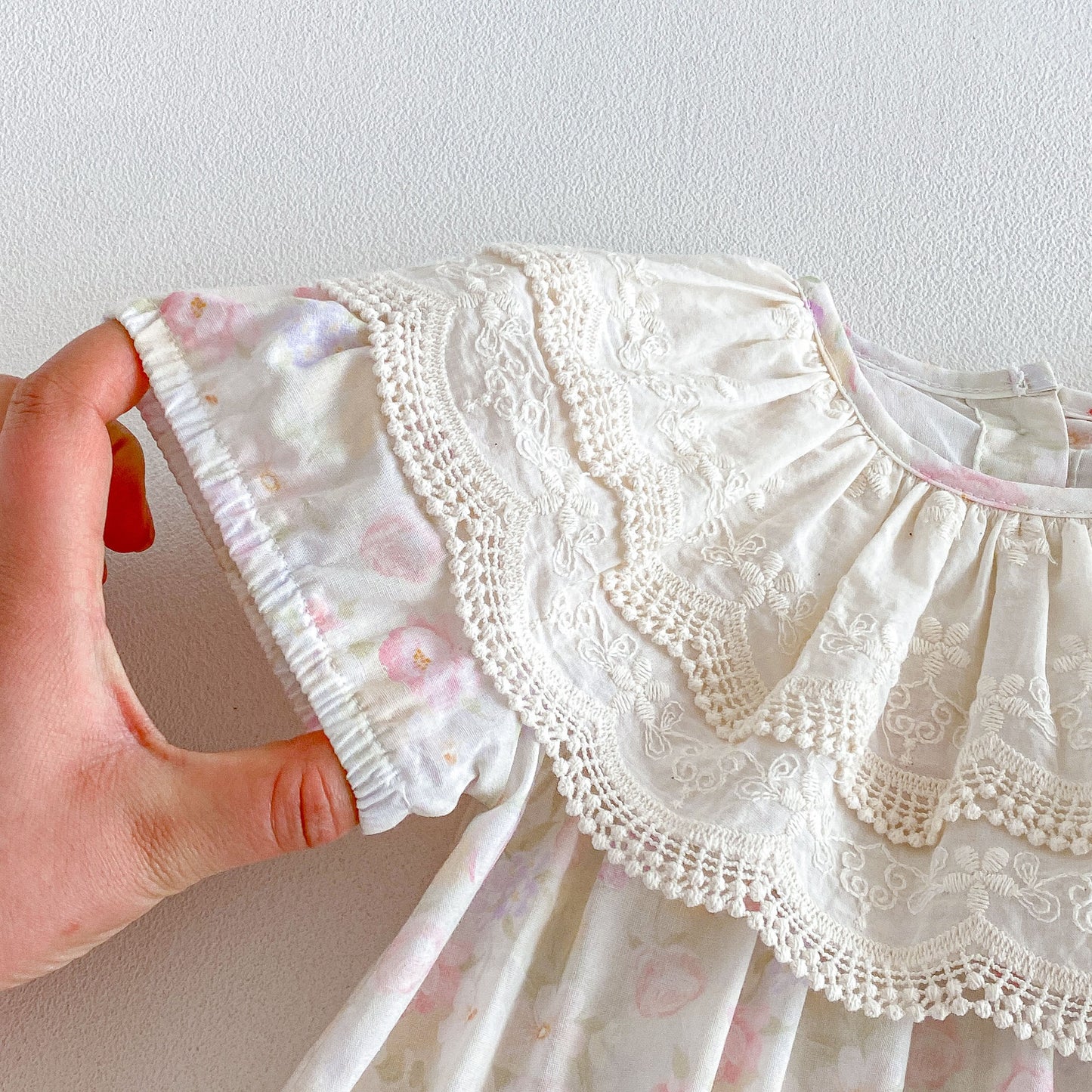 Summer  Arrival Baby Girls Short Sleeves Flowers Pattern Embroidered Lace Trim Collar Bodysuir, MyKids-USA®, Baby & Children's One-Pieces, MyKids-USA -  -  -  -  -  -  - .