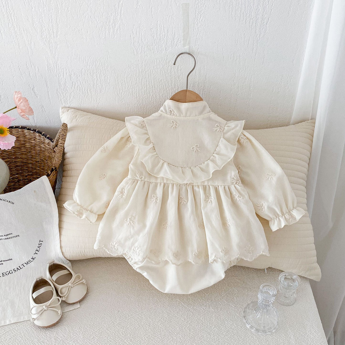 Autumn Arrival Baby Girls Long Sleeves Butterfly-bows Embroidery Pattern Onesies, MyKids-USA®, Baby One-Pieces, MyKids-USA -  -  -  -  -  -  - 