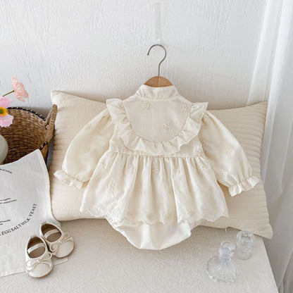 Autumn Arrival Baby Girls Long Sleeves Butterfly-bows Embroidery Pattern Onesies, MyKids-USA®, Baby One-Pieces, MyKids-USA -  -  -  -  -  -  - 