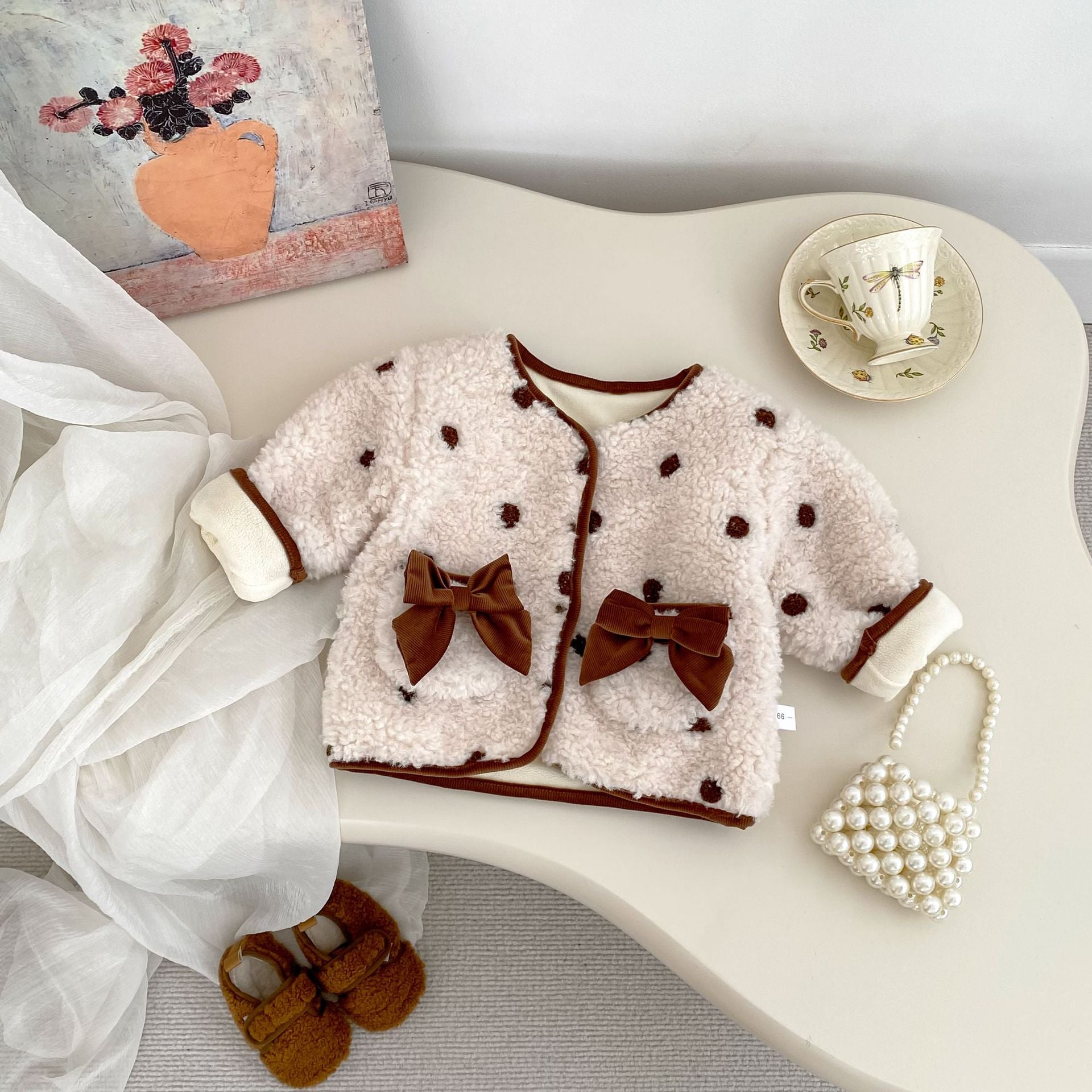 Winter and Autumn Baby Kids Girls Long Sleeves Dots Pattern Fluffy Top and Flared Pants Clothing Set, MyKids-USA®, Baby & Toddler Outfits, MyKids-USA -  -  -  -  -  -  - 