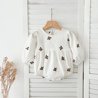 Spring Baby Girls Floral Embroidery Pattern Long-sleeved Onesies and Dress – Princess Sister Matching Set, MyKids-USA®, Baby & Toddler Outfits, MyKids-USA - Size/Age - 66 (3-6M) - Color - White -  -  - TR2412281920-D