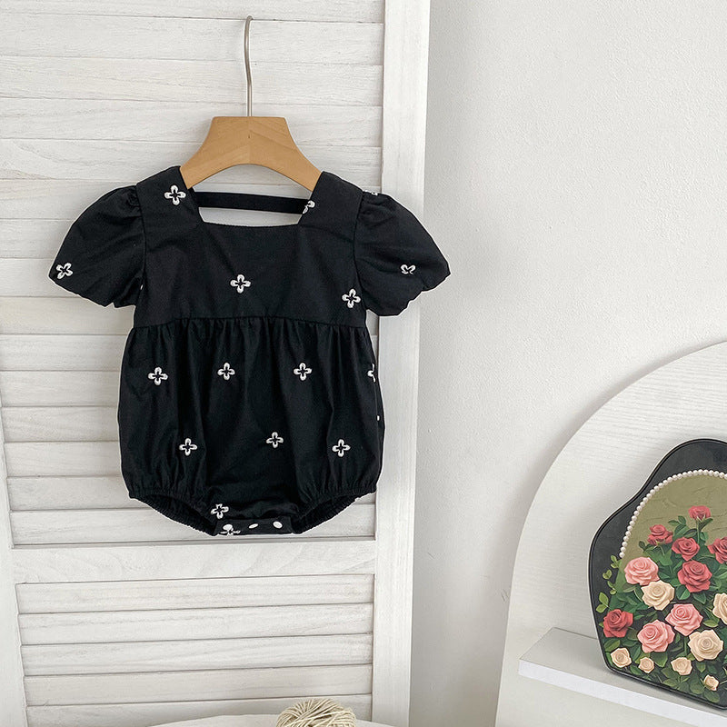 Summer Baby Girls French-style Flowers Pattern Short-sleeved Onesies and Dress – Princess Sister Matching Set, MyKids-USA®, Baby One-Pieces, MyKids-USA - Size/Age - 66 (3-6M) - Color - Black -  -  - TR2504072153-A