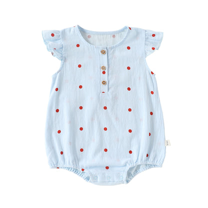 Summer Arrival Baby Girls Fly Sleeves Dots Pattern Bodysuit, MyKids-USA®, Baby & Children's One-Pieces, MyKids-USA - Size/Age - 66 (3-6M) - Color - Blue -  -  - TR2605142358-B.