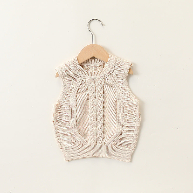 Autumn Arrival Baby Kids Sleeveless Jacquard Pattern Knitted Vest, MyKids-USA®, Baby & Toddler Outerwear, MyKids-USA - Size/Age - 73 (6-9M) - Color - Beige -  -  - TR2409282116-A