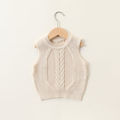 Autumn Arrival Baby Kids Sleeveless Jacquard Pattern Knitted Vest, MyKids-USA®, Baby & Toddler Outerwear, MyKids-USA - Size/Age - 73 (6-9M) - Color - Beige -  -  - TR2409282116-A