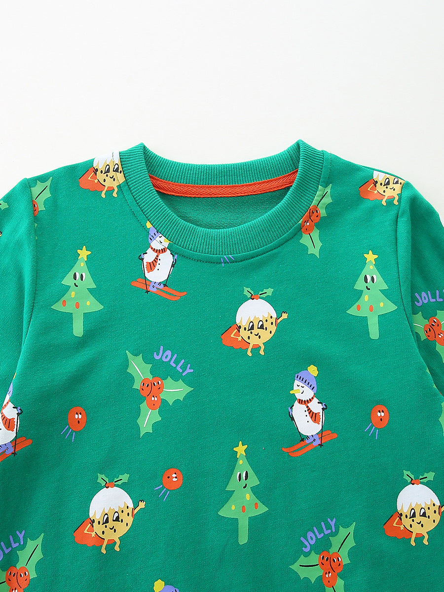Autumn and Winter Arrival Christmas Cartoon Pattern Long Sleeves Pullover for Boys
