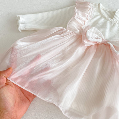 Summer and Spring Arrival Baby Kids Girls Color Patchwork Long Sleeves/Short Sleeves Cute Onesies Dress