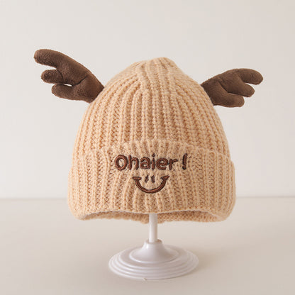 Winter and Autumn Cute Deer Antlers Knit Hat for Baby: Sweet Cute Hat, MyKids-USA®, Baby & Toddler Hats, MyKids-USA - Size/Age - Average Size (0-6Y） - Color - Khaki -  -  - TR2412012113-E