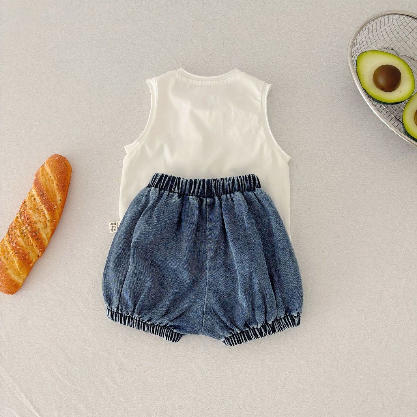 Summer Baby Kids Casual Pattern Sleeveless Top Vest with Denim Shorts Clothing Set for, MyKids-USA®, Baby & Toddler Outfits, MyKids-USA -  -  -  -  -  -  - 