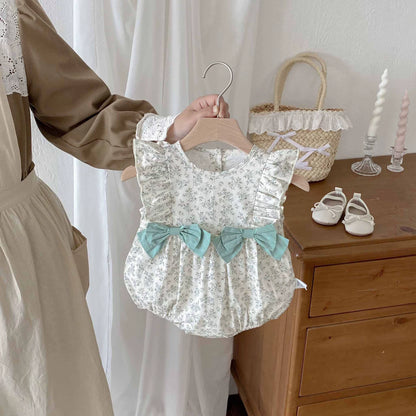 Summer Arrival Baby Girls Cute Fly Sleeves Butterfly-bows Decorated Floral Onesies, MyKids-USA®, Baby One-Pieces, MyKids-USA -  -  -  -  -  -  - 