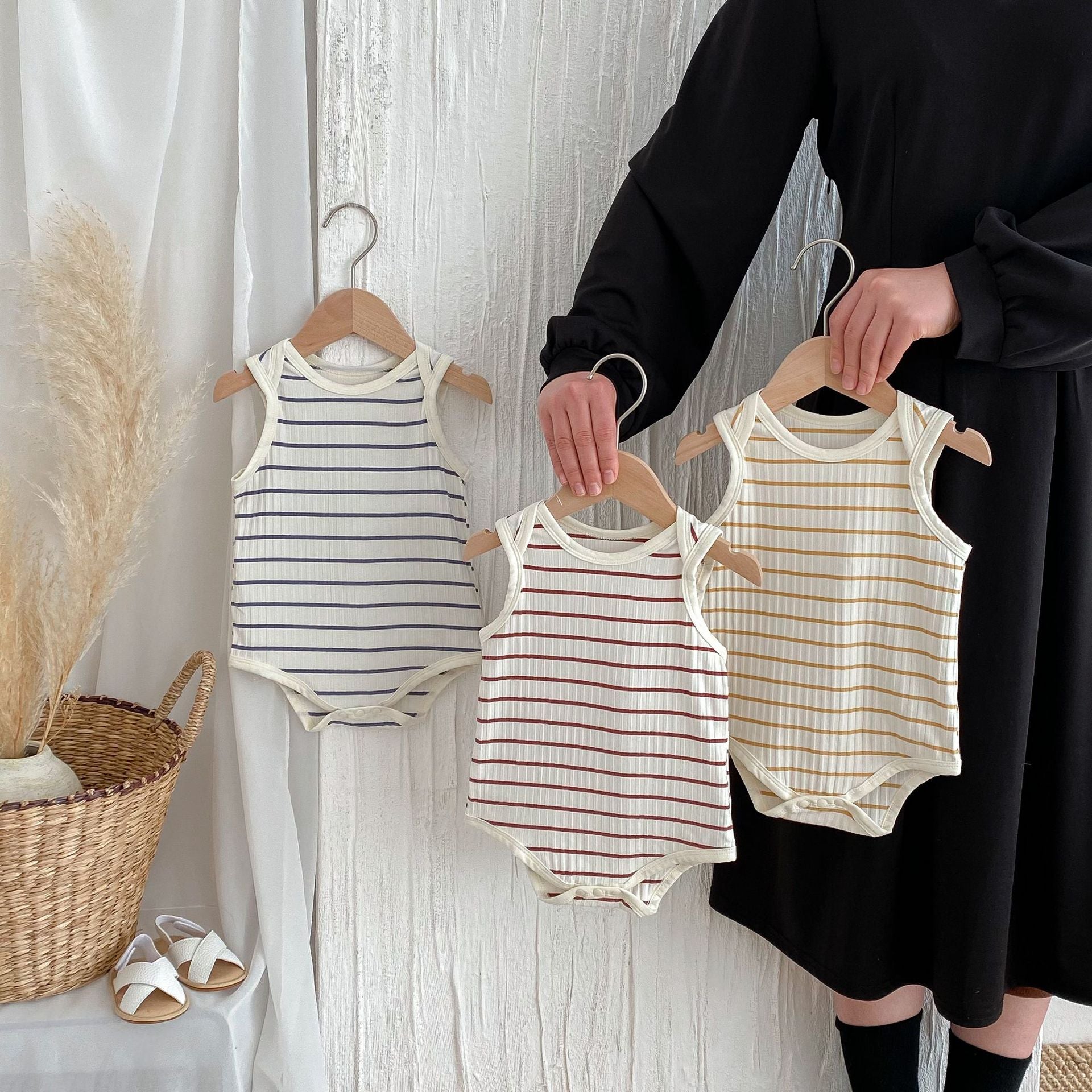 Hot Selling Summer Baby Kids Unisex Striped Pattern Sleeveless Onesies, MyKids-USA®, Baby One-Pieces, MyKids-USA -  -  -  -  -  -  - 