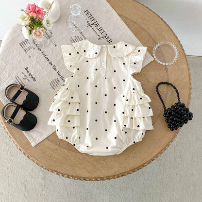 Summer Arrival Baby Girls Cute Fly Sleeves Butterfly-bow Decorated Dots Pattern Onesies, MyKids-USA®, Baby One-Pieces, MyKids-USA -  -  -  -  -  -  - 