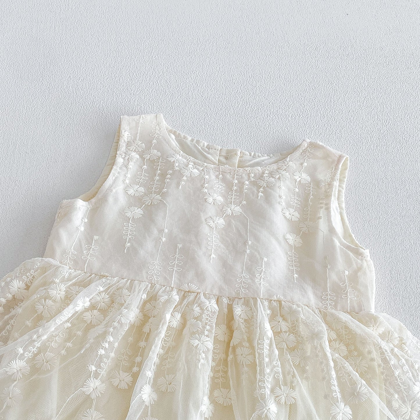 Design Summer Baby Kids Girls Sleeveless Flowers Embroidery Pattern Bodysuit Dress