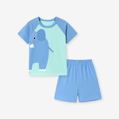 Summer Hot Selling Baby Kids Boys Short Sleeves Cartoon Animals Pattern T-shirt and Shorts Clothing Set, MyKids-USA®, Baby & Toddler Outfits, MyKids-USA - Size/Age - 90 (12-24M) - Color - Blue -  -  - TR2601311212-A.