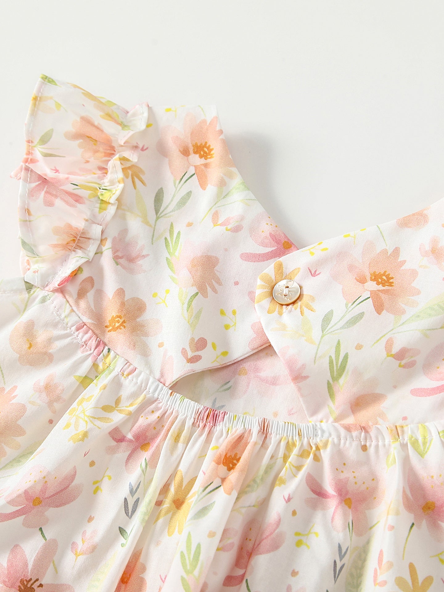 Summer Arrival Colorful Flowers Pattern Fly Sleeves Dress for Stylish Girls
