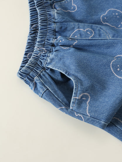 MyKids-USA® Arrival Autumn Girls Teddy Bears Pattern Jeans