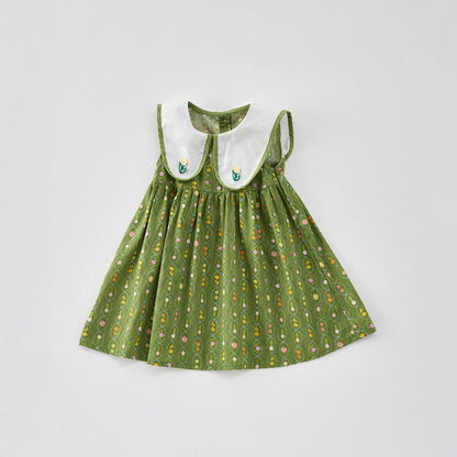 Summer Baby Kids Girls Floral Sleeveless Embroidery Collar Dress, MyKids-USA®, Baby & Toddler Dresses, MyKids-USA -  -  -  -  -  -  - 