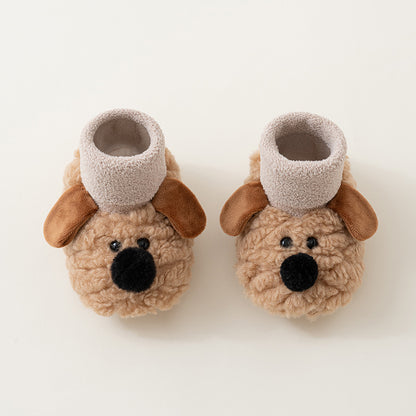 Autumn and Winter Baby Unisex Cute Color Patchwork Puppy Pattern Toddler Soft-Sole Walking Shoes, MyKids-USA®, First Steps & Crawlers, MyKids-USA - Size/Age - insole length 11.00 cm - Color - Khaki -  -  - TR2601021032-D.