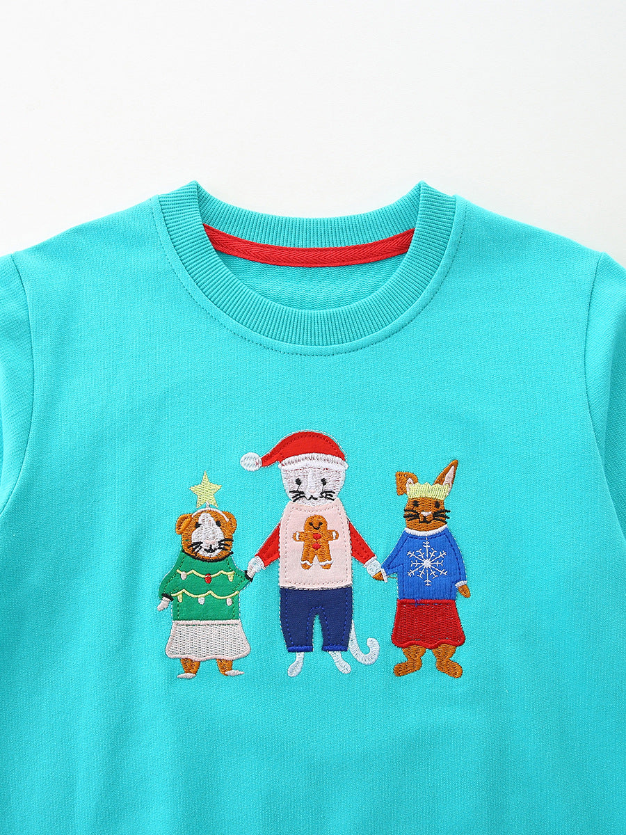 Autumn and Spring Arrival Animals Cartoon Pattern Long Sleeves Pullover for Kids
