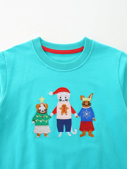 Autumn and Spring Arrival Animals Cartoon Pattern Long Sleeves Pullover for Kids